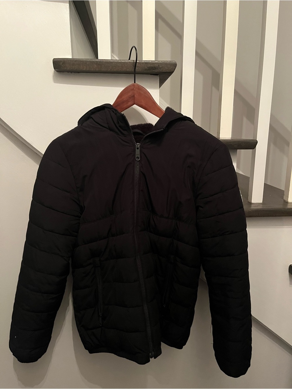 Abercrombie Kids Black Hooded Puffer Coat